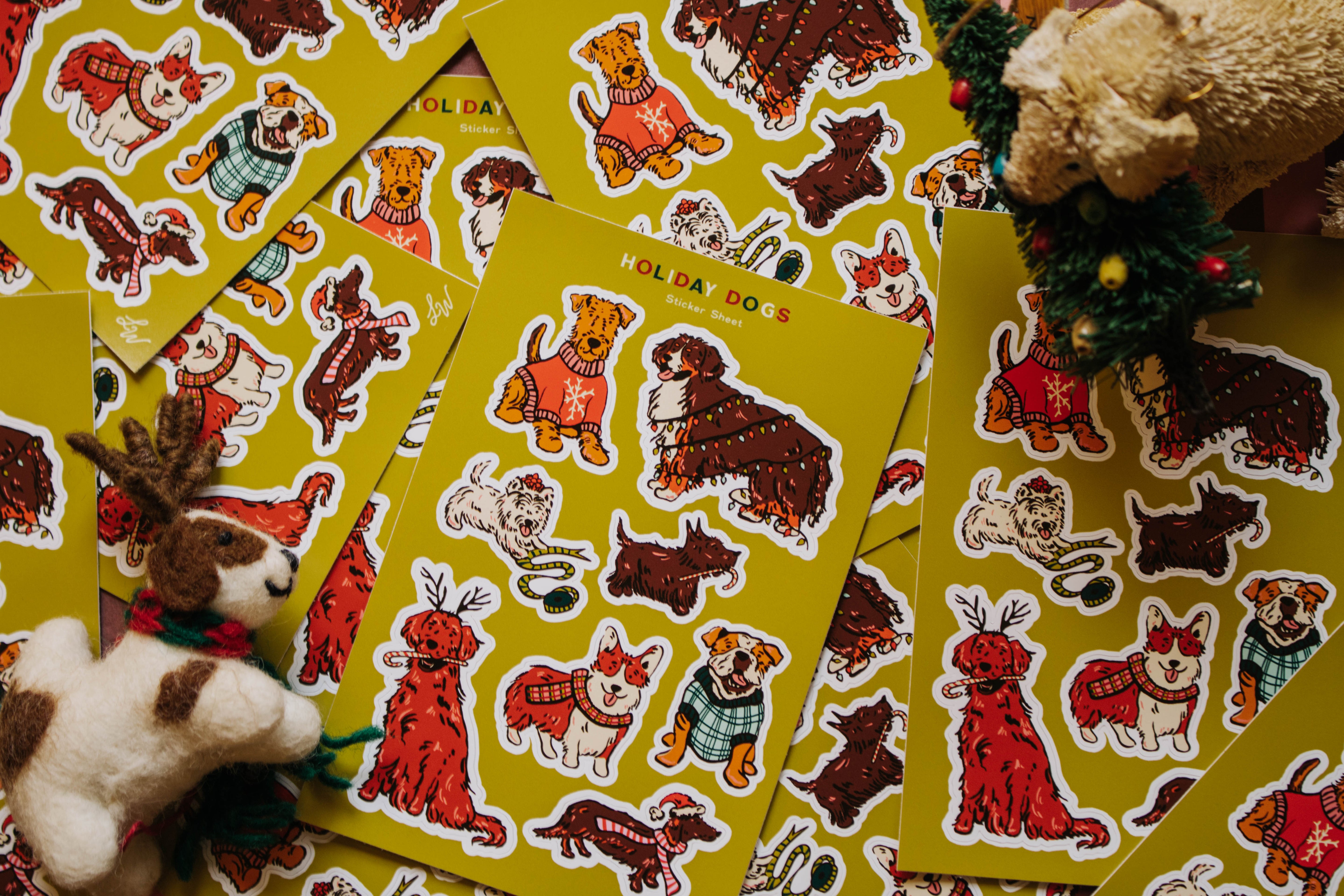 Holiday Dogs Sticker Sheet