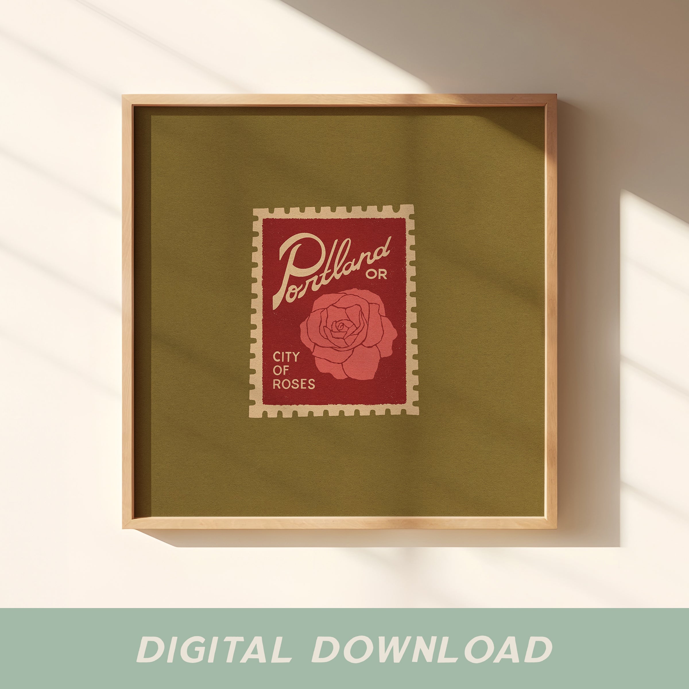 Portland Rose Stamp Print (Digital Download)